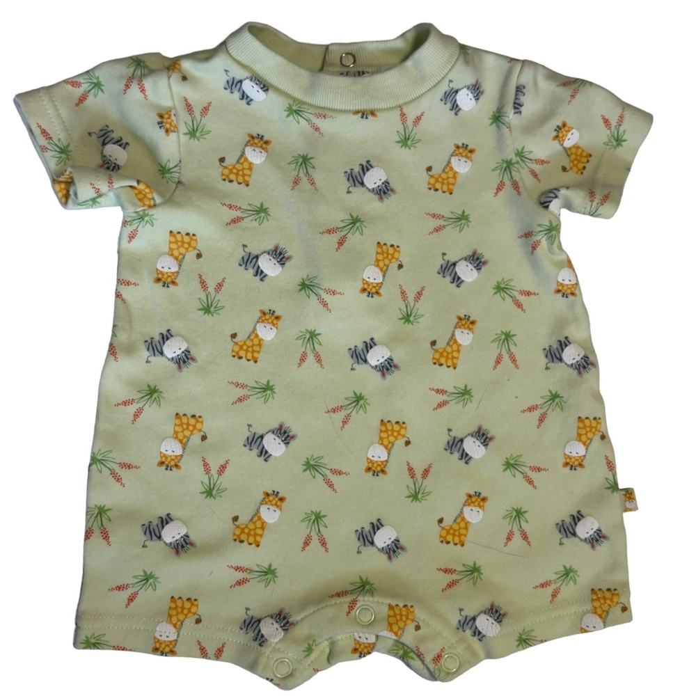 Class Club Baby 3 mo romper 1 piece shorts green giraffes & hippos unisex